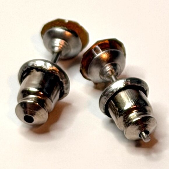 Blue Star Austrian Full Lead Crystal Earrings Vintage Studs Silver Tone NOS - Picture 3 of 5